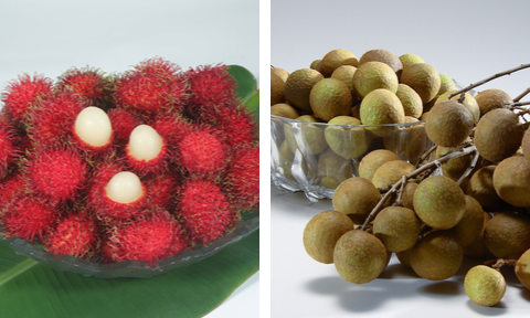 Fresh rambutan and longan fruit from Hawaii. Sold as a package deal, one case of rambutan and one case of longan.